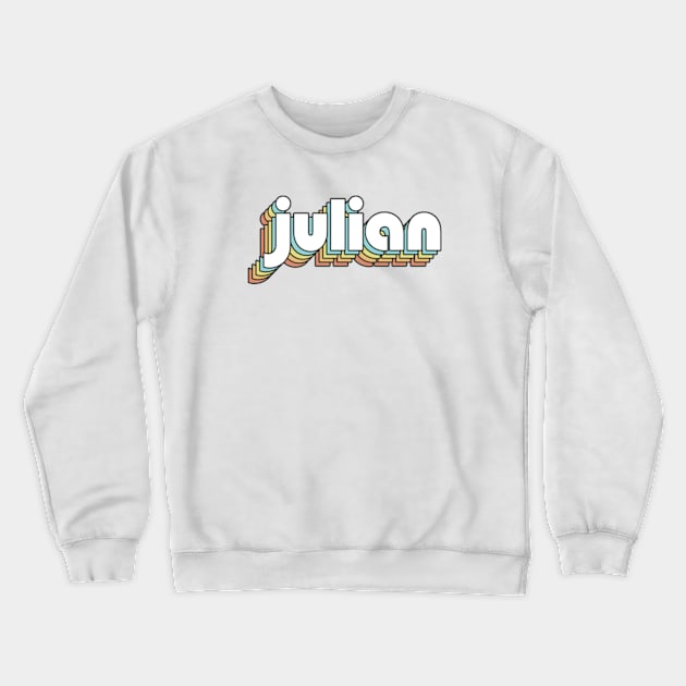 Julian - Retro Rainbow Typography Faded Style Crewneck Sweatshirt by Paxnotods